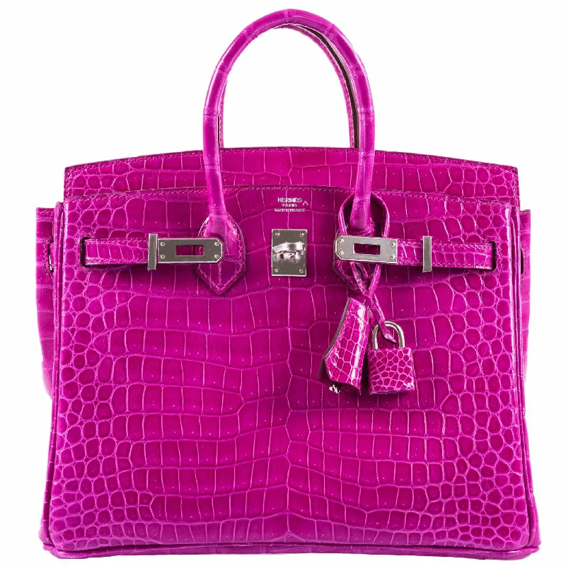 Hermès Birkin 25 Rose Scheherazade Porosus Crocodile Palladium Hardware