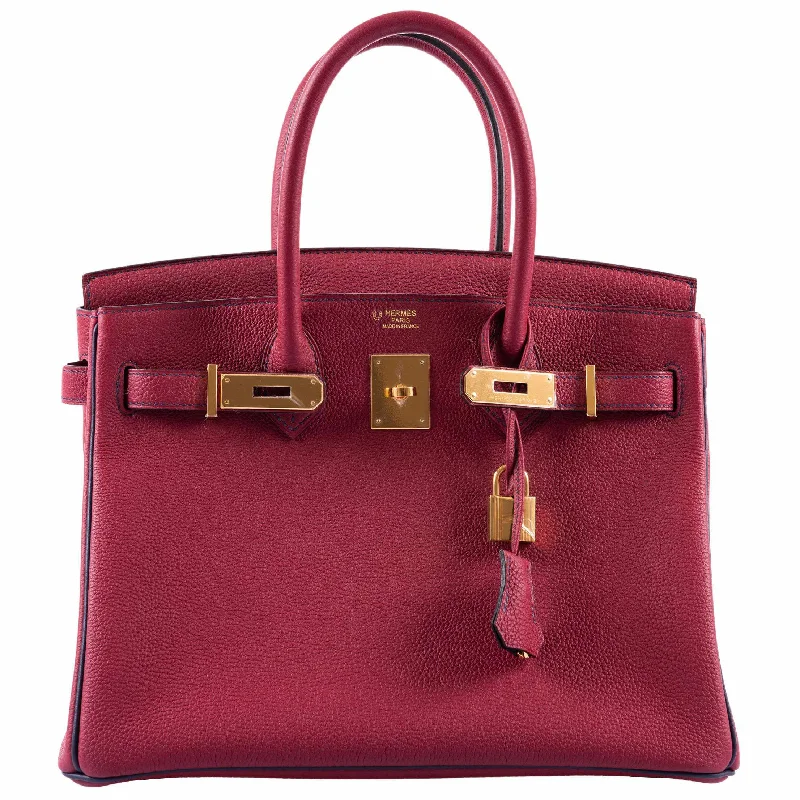 Hermès Birkin 30 HSS Rouge Grenat And Blue Nuit Togo Gold Hardware