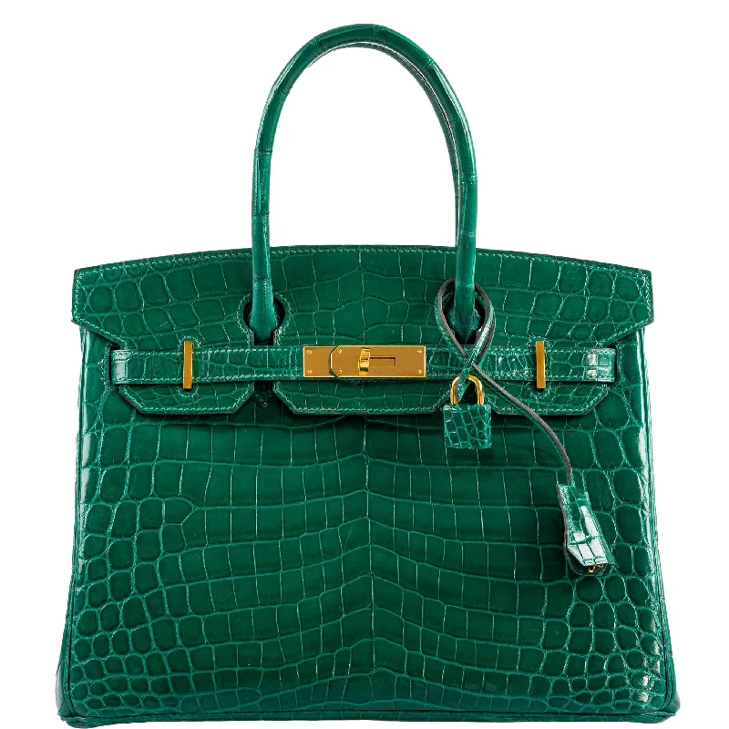 Hermès Birkin 30 Vert Emerald Niloticus Crocodile Gold Hardware