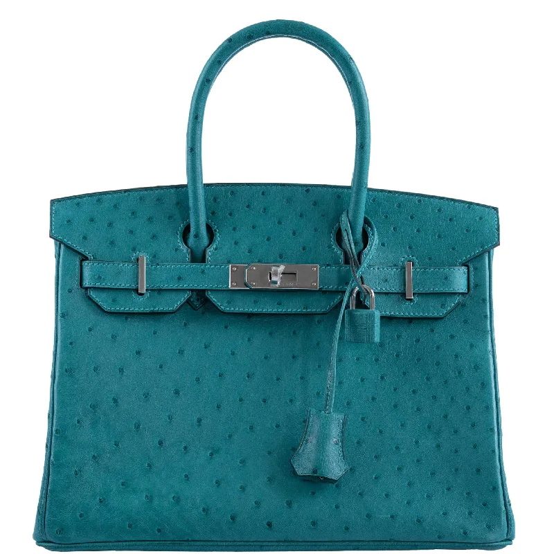 Hermès Birkin 30 Vert Verone Ostrich Palladium Hardware