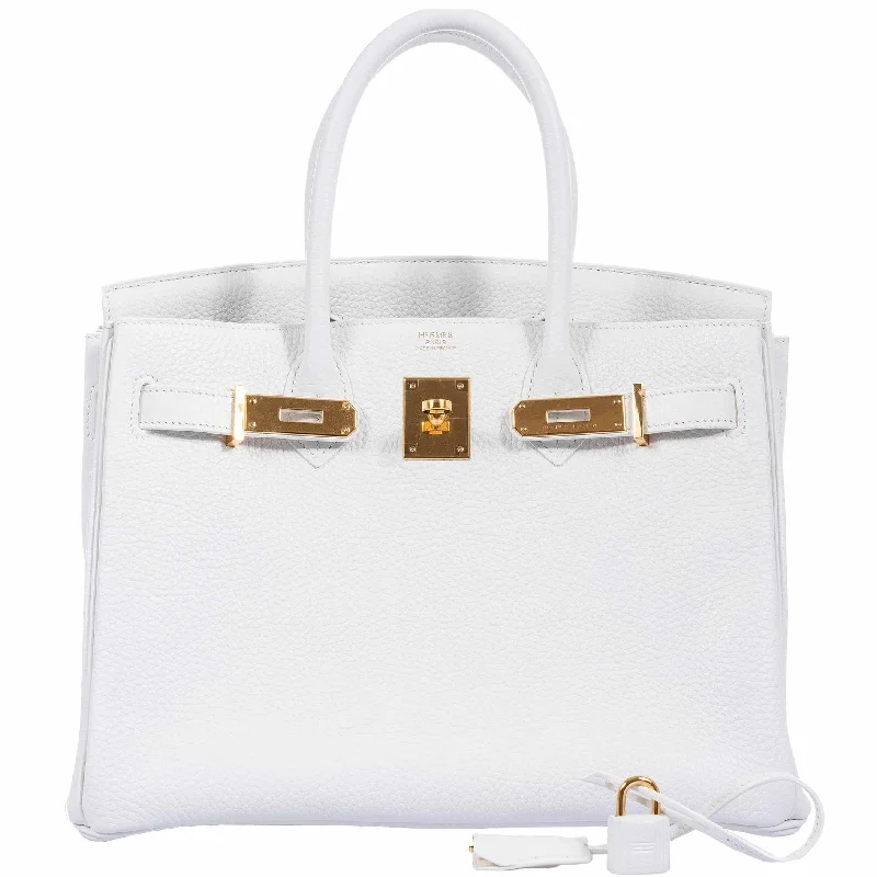 Hermès Birkin 30 White Clemence Gold Hardware