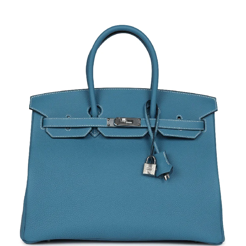 Hermes Birkin 35 Blue Jean Togo Palladium Hardware