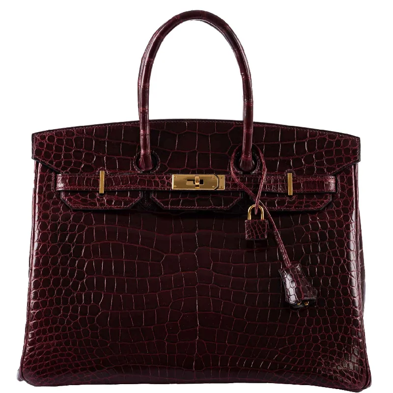 Hermès Birkin 35 Bordeaux Porosus Crocodile Gold Hardware - 2009, M Square