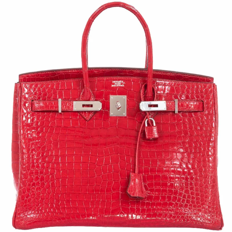 Hermès Birkin 35 Braise Porosus Crocodile Palladium Hardware