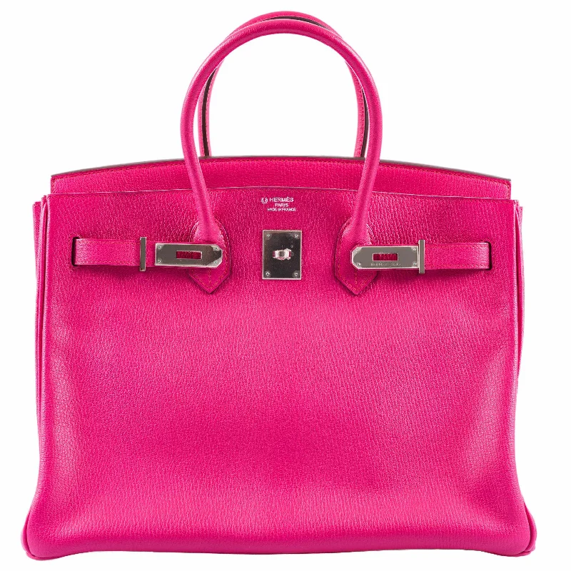 Hermès Birkin 35 Rose Tyrien Chevre Palladium Hardware - Extra Pocket