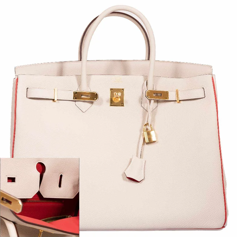 Hermès Birkin 40 HSS Craie And Vermillion Red Togo Gold Hardware