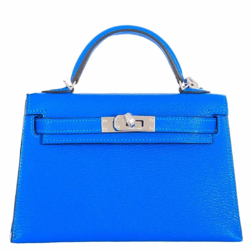 Hermès Kelly 20 Mini II Sellier Blue Hydra Chevre Palladium Hardware