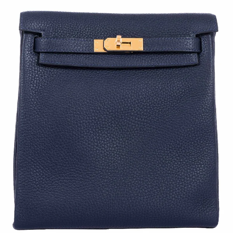 Hermès Kelly 22 Ado Backpack Blue Nuit Clemence Gold Hardware