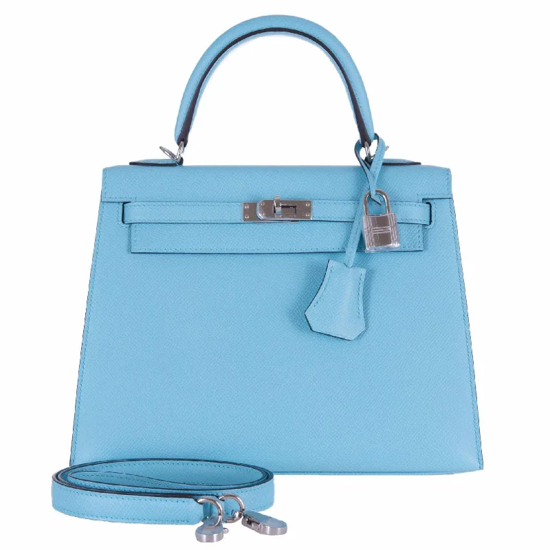 Hermès Kelly 25 Blue Atoll Epsom Palladium Hardware