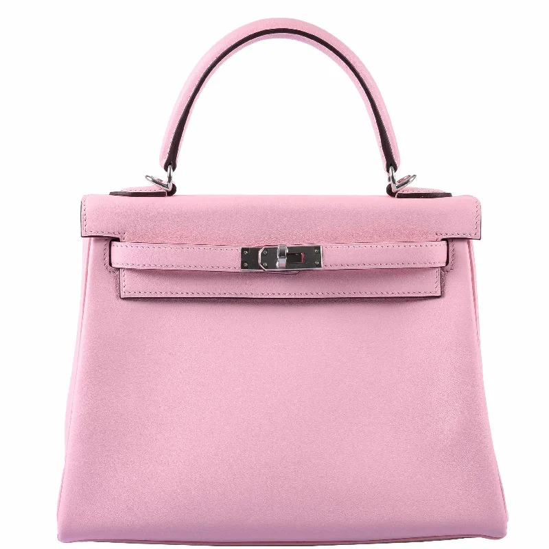 Hermès Kelly 25 Retourne Rose Sakura Swift Palladium Hardware - 2019, D