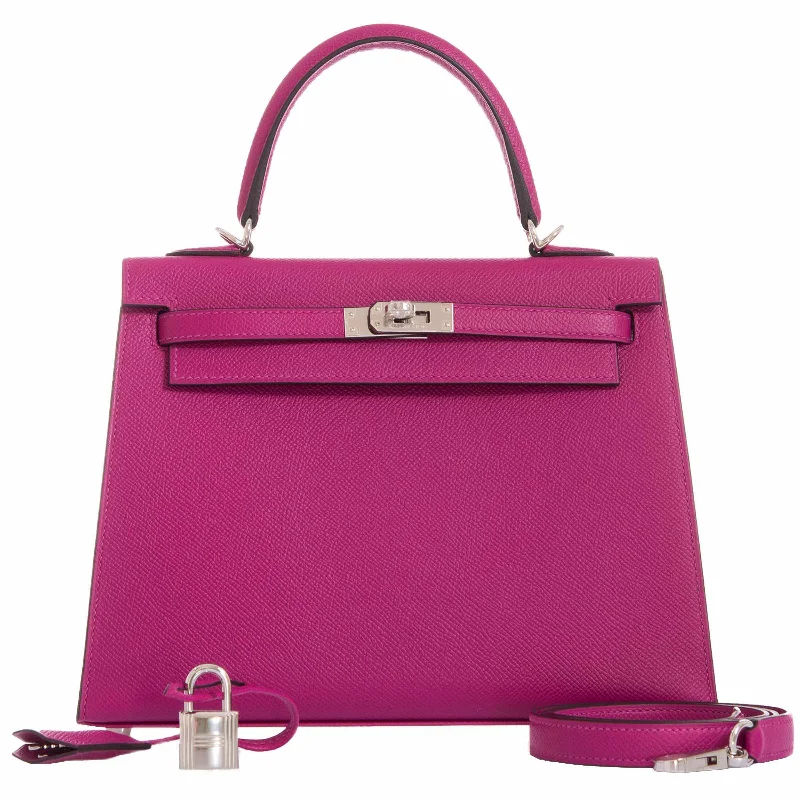 Hermès Kelly 25 Sellier Rose Pourpre Epsom Palladium Hardware