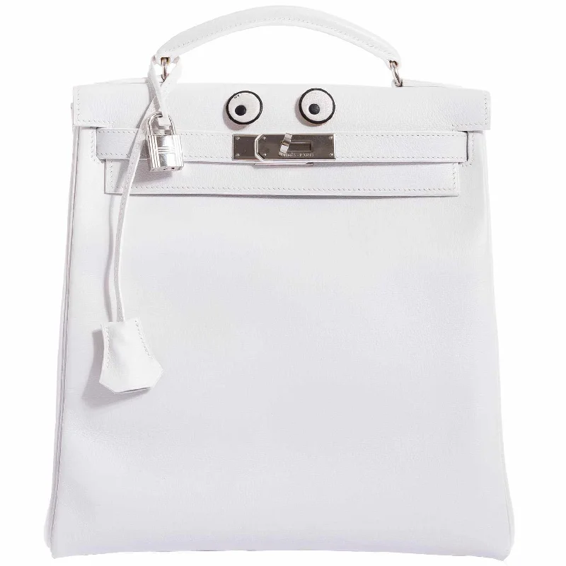 Hermès Kelly 27 Ado Backpack White Graine Palladium Hardware