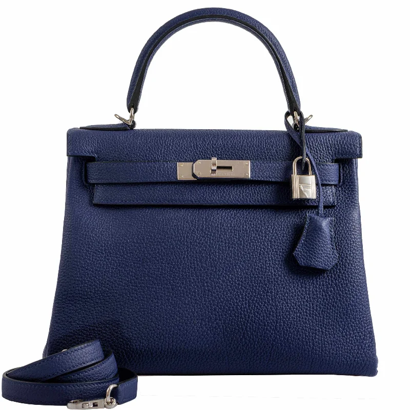 Hermès Kelly 28 Retourne Blue Encre Togo Palladium Hardware