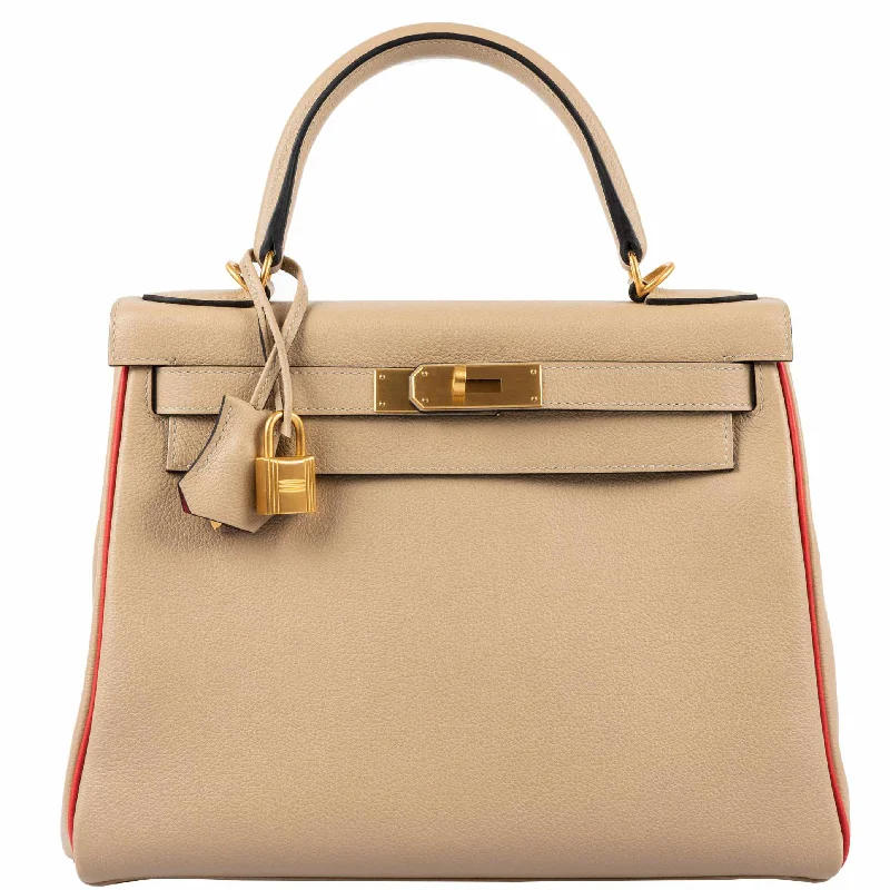 Hermès Kelly 28 Retourne HSS Trench & Rouge Tomate Evercolor Brushed Gold Hardware