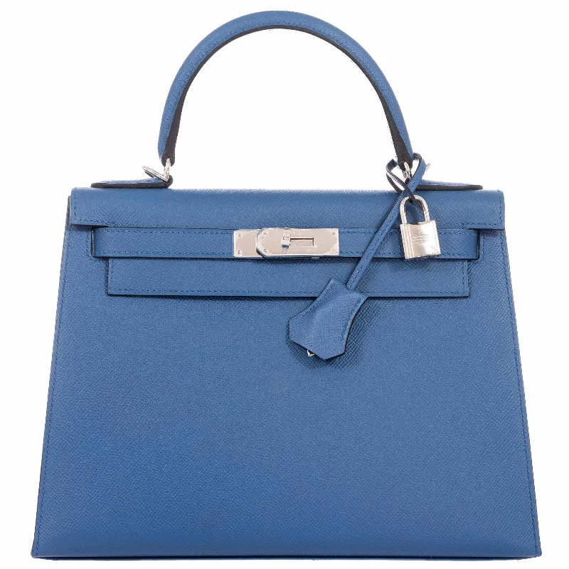 Hermès Kelly 28 Sellier Blue Agate Epsom Palladium Hardware