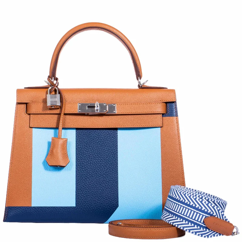 Hermès Kelly 28 Sellier Resort S 2018 Gold Celeste Blue Palladium Hardware