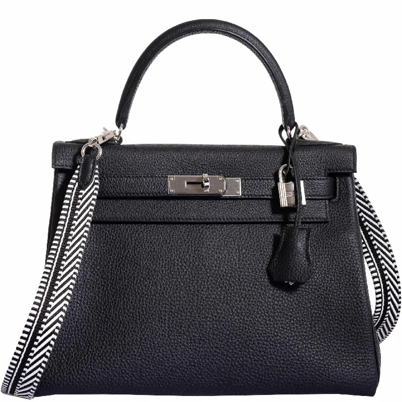 Hermès Kelly 28 Retourne Black Togo Palladium Hardware