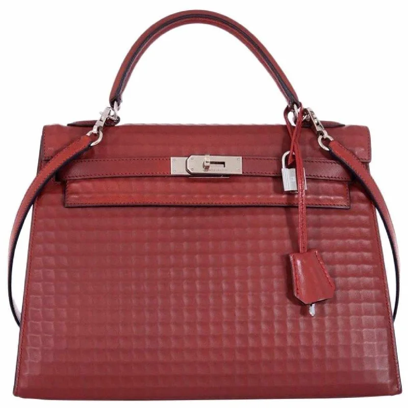 Hermès Kelly 32 Sellier Rouge H Waffle Palladium Hardware * Rare