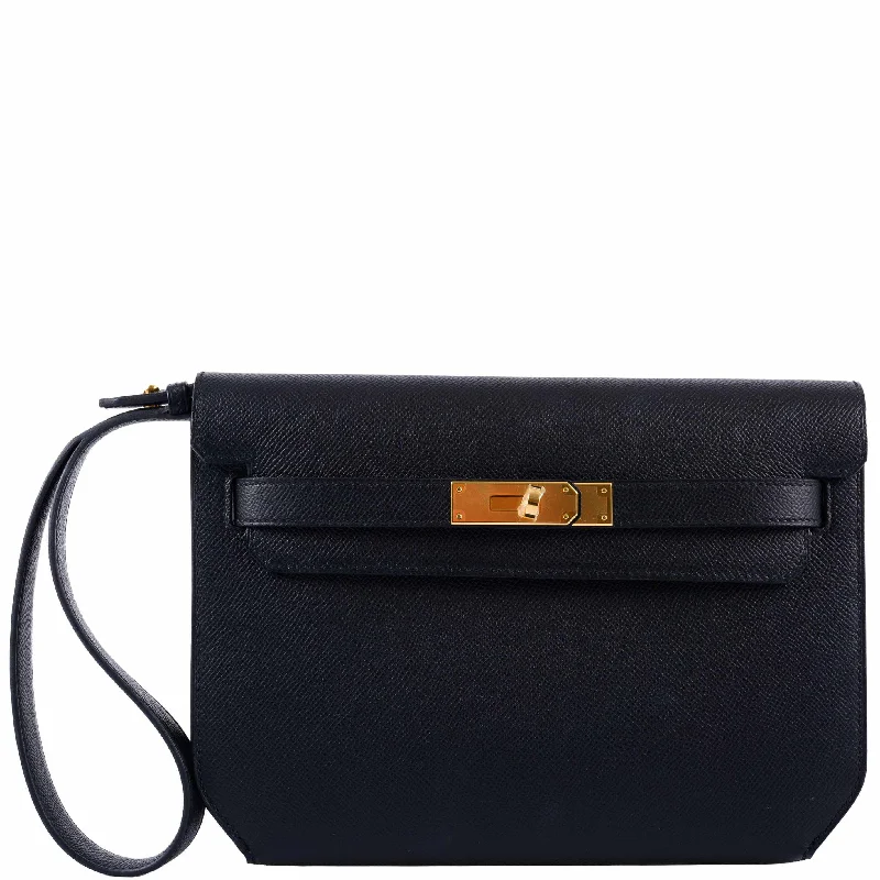 Hermès Kelly Depeches Pochette 25 Black Epsom Gold Hardware