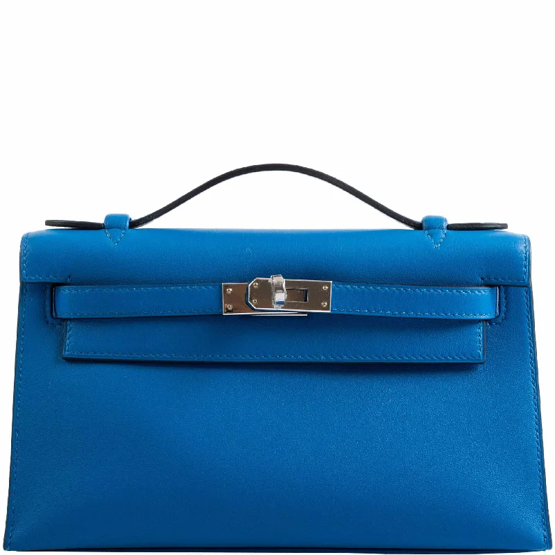 Hermès Kelly Mini Pochette Bleu Zellige Swift Palladium Hardware