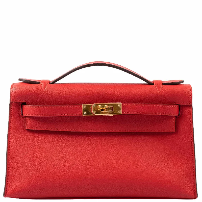 Hermès Kelly Mini Pochette Rouge Tomate Swift Gold Hardware