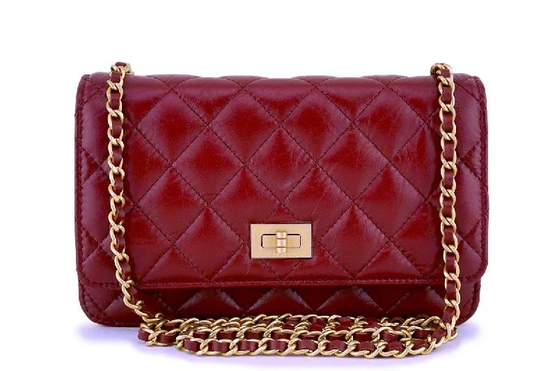 NIB 18P Chanel Red Classic Reissue WOC Wallet on Chain Bag