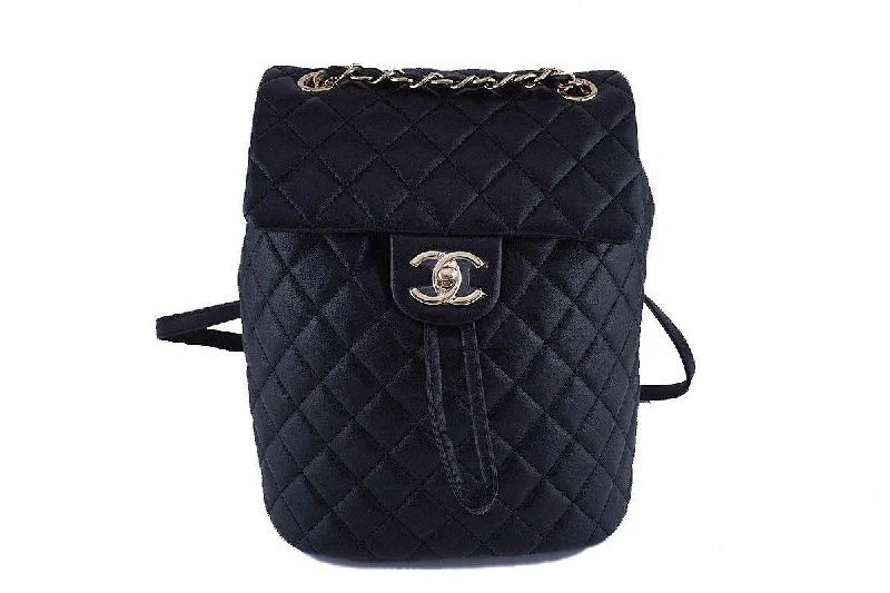 NIB Chanel Black Classic Quilted Urban Spirit Backpack Bag GHW