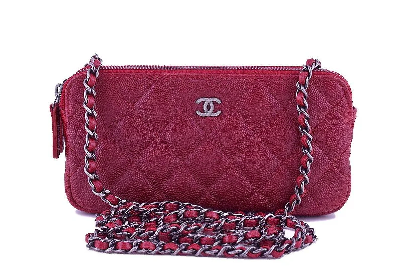 NWT 16B Chanel Red Caviar Mini Camera Case Wallet on Chain WOC Bag