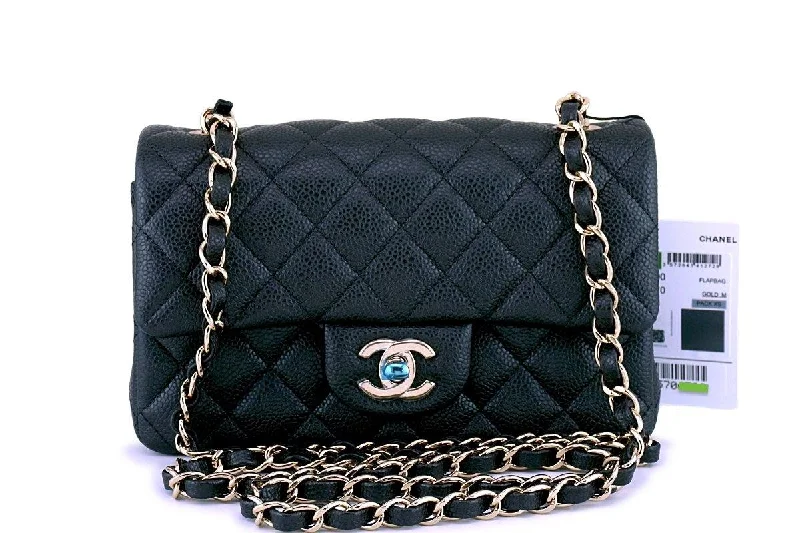 NWT 18S Chanel Iridescent Gray Caviar Classic Rectangular Mini Flap Bag GHW