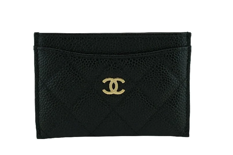 NWT Chanel Black Caviar Classic Slim Card Holder Case Wallet