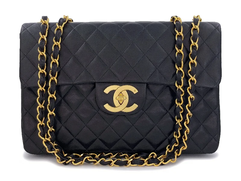 Chanel Vintage 1994 Black Maxi Classic "Jumbo XL" Flap Bag 24k GHW Lambskin