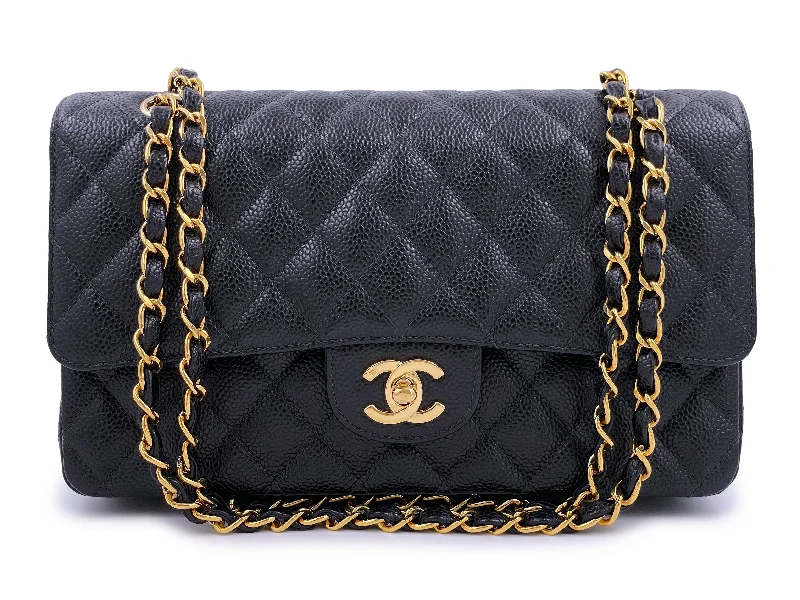 Pristine Chanel Vintage 2004 Black Caviar Medium Classic Double Flap Bag 24k GHW