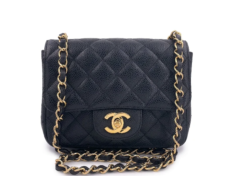 Chanel 2008 Vintage Black Caviar Classic Square Mini Flap Bag 24k GHW