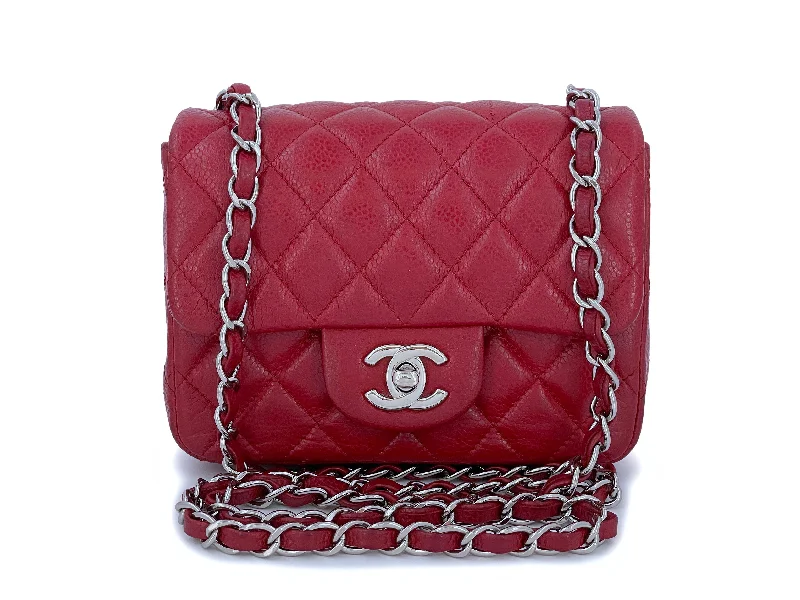 Chanel Red Caviar Square Mini Flap Bag SHW