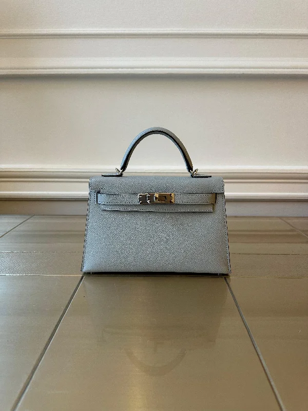 HERMÈS MINI KELLY II 20CM BLUE GLACIER Epsom Leather with Palladium Hardware