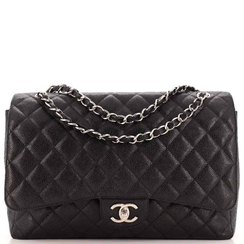 Vintage Classic Double Flap Bag Quilted Caviar Maxi