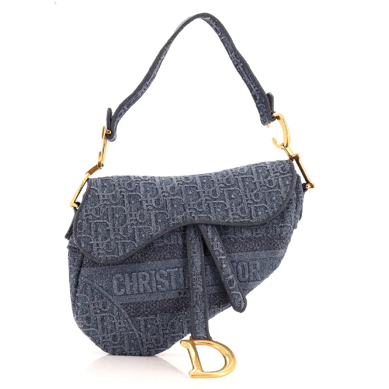 Saddle Handbag Oblique Denim Medium