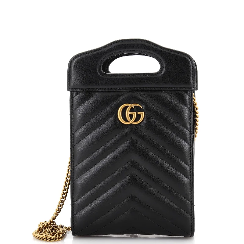 GG Marmont Top Handle Convertible Chain Tote Matelasse Leather Mini